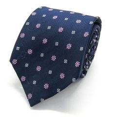 HERMES エルメス ネクタイ クローバー 花柄 ネイビー シルク 美品