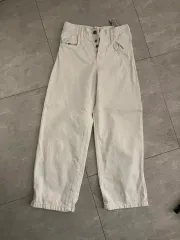 ザラ 白 ワイド デニム パンツ