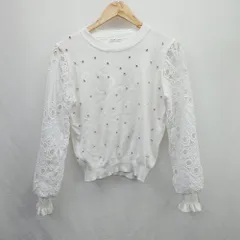 ◇ ⊇ ANNA LUNA アンナルナ ビジュー装飾 ハイゲージ 長袖 ニット サイズML ホワイト レディース E  【1506300030307】