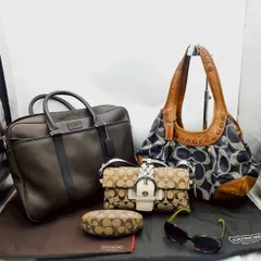 【❗️✨まとめ売り✨❗️】　COACH コーチ バッグ＆サングラスセット シグネチャー柄 ビジネスバッグ ハンドバッグ ポーチ ケース付き