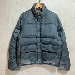 Abercrombie&Fitch アバクロンビーアンドフィッチ アバクロ ダウンジャケット アウター S ロゴ 刺繍 ワンポイント ネイビー メンズ SG346-8