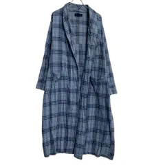 NAUTICA チェック ガウンコート L～ ブルー ネイビー ノーティカ 羽織 部屋着 ポケット 薄手 古着卸 アメリカ仕入 a702-7555のサムネイル
