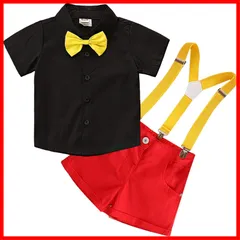 【在庫処分】子供ミッキーコスチュームコスプレベビーコスチューム仮装ハロウィンクリスマスマウスドレスアップコスチュームかわいい3ピースシャツ+バックパンツ+蝶ネクタイ [HTPARY]