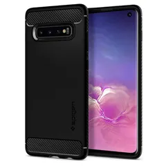 【Spigen】 Galaxy S10 ケース [ SC-03L SCV41 ] 対応 TPU 衝撃吸収 軽量 米軍MIL規格取得 カーボンデザイン マット仕上げ ワイヤレス充電対応 ラギッド・アーマー 605CS25800 (マット・ブラック) 1