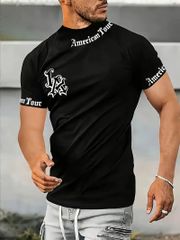 ロゴプリント シンプル タートルネック半袖Tシャツ 328 黒 派手 ストリート ダンス B系 ヤクザ ヤンキー オラオラ系 ホスト 服 メンズ ファッション