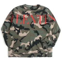 良品□VALENTINO/ヴァレンティノ ロゴプリント コットン ロングスリーブ/長袖 スウェット/トレーナー カモフラ XS イタリア製 正規品のサムネイル