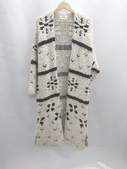 ◇ ⊇ snidel スナイデル 長袖 ニットロングカーディガン サイズF ホワイト ブラック レディース E  【1501160022509】