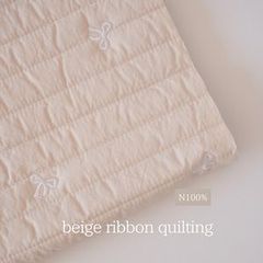 beige ribbon quilting 両面ベージュリボンキルティング　韓国生地