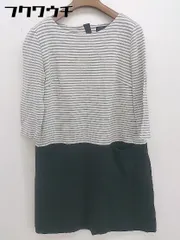 ◇ UNTITLED アンタイトル 切替 ボーダー 七分袖 ミニ ワンピース サイズ 42 ホワイト グレー ブラック レディース  【中古】 【1111150017325】
