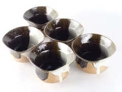 西岡小十　唐津焼　小次郎窯　向付5客セット 絵唐津草花文皿 5客 西岡小十（造）共箱 | 古美術ささき