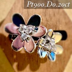 手元に咲く2輪のお花◇Pt900*フラワーデザインプラチナリング*0.20ct 手元に咲く2輪のお花◇Pt900*フラワーデザインプラチナリング*0.20ct
