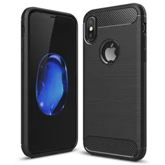iPhone XS Max ケース アイフォンxsmax  カーボン調 薄型 耐衝撃 ソフト ケース 【Color】 ブラックのサムネイル