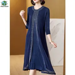 レイヤード風 ワンピース レディース パーティードレス 結婚式 お呼ばれドレス 60代 50代 40代 袖あり 長袖 フォーマルワンピース 上品 重ね着風CYB996売り切れ間近 xzjhlmp#