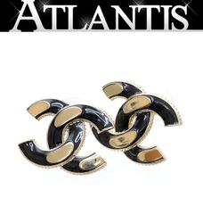 広尾店】 美品 シャネル CHANEL ココマークピアス ブラック×ゴールド  