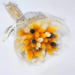 ドライフラワーブーケ ブーケ 花束 ラグラス バニーテール  ドライフラワー 花材 ハンドメイド インテリア ミニブーケ スワッグ ラッピング付き イエロー系