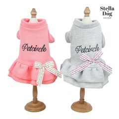 【閉店セール全品半額】リボン付きワンピースコート　スウェット　ピンク　グレー　犬服　ペット服