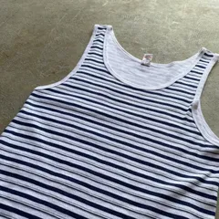 ネイビー　マルチボーダー　タンクトップ