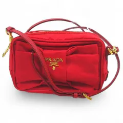 プラダ PRADA 1N1727 リボン ミニ ショルダーバッグ ポーチ バッグ 斜め掛け レッド 赤 