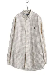 【お得なクーポン配布中!】 90s ラルフローレン チェック 長袖 ボタンダウン シャツ メンズ М オールド ポロ 長袖シャツ ワンポイント ワイシャツ ビジネス ゆったり