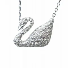 スワロフスキー SWAROVSKI ネックレス アクセサリー ペンダント ロゴ 白鳥 スワン ラインストーン シルバー色 ■GY18 /MQ