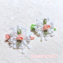 髪留め 薔薇 バラ レース フラワーリボンヘアクリップ／ピンク(NO.998)