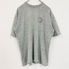 古着 used　半袖プリントTシャツ　レトロデザイン　クルーネック 　ワンポイントロゴ　両面プリント　ニット生地　霜降りグレー　
