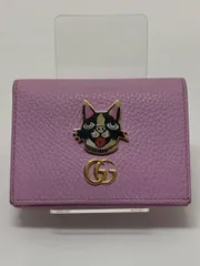 美品！格安！GUCCI グッチ GGマーモント ボスコ 犬 イヌ ドッグ ピンク レザー 二つ折り財布 コンパクトウォレット 499325