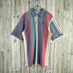 NICKLAUS ニクラウス 綿 ストライプ 半袖 ポロシャツ 鹿の子  TEE L