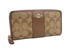 ■美品■ COACH コーチ F54630 シグネチャー PVC×レザー ラウンドファスナー 長財布 ウォレット 札入れ 小銭入れ ブラウン系 DH0251