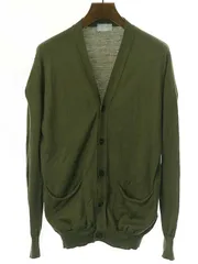 【美品】マーガレットハウエル　カーディガン　Vネック　ウール　グリーン　Lサイズ MARGARET HOWELL FINE MERINO WOOL CARDIGAN 180Khaki 〔メンズ