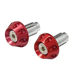 レッド モトベース（MOTO BASE）ハンドルパーツ 汎用アルミバーエンド MBBED-03（レッド/内径：φ14～19mm用）