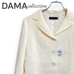 DAMA collection リネン100% ノーカラージャケット　フリル　白 DAMA collection リネン100% ノーカラージャケットフリル白