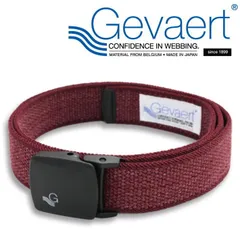 【日本製】GEVAERT ゲバルト ベルト 軽量バックル使用 35mm幅 NEK ゴムベルト ベルギー生地使用 日本製 7987137 (F-ワイン)のサムネイル
