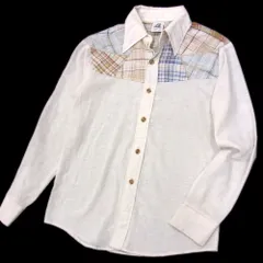 美品 VINTAGE●Kennington ケニントン 70's シャツ メンズ Mサイズ 長袖 ウエスタン パッチワーク ヨーク切り替え レア オールド