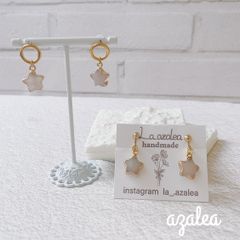天然石　星型ローズクォーツ～　ピアス（イヤリング）