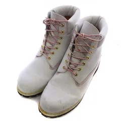 ティンバーランド Timberland ワークブーツ ショート レースアップ SAKURA.Gモデル オーダーメイド レザー ステッチ ロゴ 刺繍 10W 28.0cm 白 ホワイト ピンク /KW ■GY17