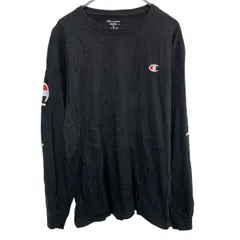 Champion 長袖 ロゴTシャツ XL ブラック チャンピオン プルオーバー ビッグサイズ アームプリント ロンT 古着卸 アメリカ仕入 a704-5609