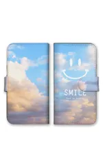 OPPO Reno 13A ケース 手帳型 オッポリノ 13A スマホケース 携帯ケース 空 青空 スマイル ニコちゃん 雲 水色 青色 おしゃれ かわいい 可愛い カラー08