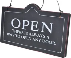 Honesty Mouth おしゃれ アンティーク 風 オープン ＆ クローズ OPEN CLOSED 営業中 木製 両面 ボード プレート お店 お部屋 カフェ の インテリア 看板 装飾 に ブラック 黒(ブラック 黒)