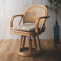 新品 】天然ラタン 360度回転 座椅子 ジャガード生地 和モダン - メルカリ