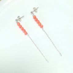 コーラルとシルバー925のピアス   珊瑚のピアス   イヤリングに変更可能