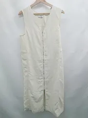 ◇ ⊇ エクリール キレイめ ジャンスカ ノースリーブ 膝下丈 フロントジップワンピース サイズM アイボリー系 レディース E  【1508060025630】