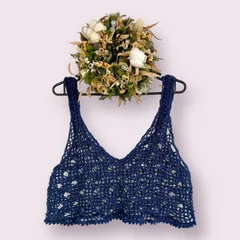 レース編みビスチェ　ハンドメイド　手編み　ベスト　キャミソール