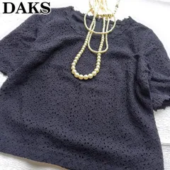 【春夏/纏うジュエリー/美品】DAKS ダックス 花柄レース ブラウス 40(L) 黒 レディース/日本製/フォーマル/エレガンス/パーティ/三共生興のサムネイル
