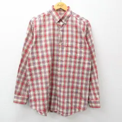 XL/古着 長袖 シャツ メンズ ボタンダウン 赤他 レッド チェック 24jan10 中古 トップス
