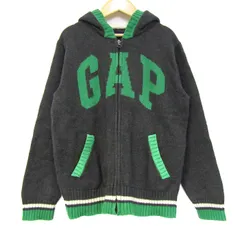 ギャップ パーカー トップス ジップアップ ニット ジャケット キッズ 男の子用 130サイズ 黒×緑 GAP 【中古】