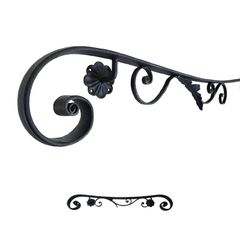 壁付けアイアン手すり（湾曲タイプ・全長1m）｜屋外対応・防錆仕上げ・マットブラック｜商品番号：IFM-HR1125SN-1