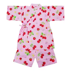 甚平 キッズ 女の子 綿100% 日本製生地使用 イチゴ柄