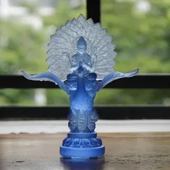 孔雀明王 ブルー イエロー 置物 オブジェ 仏像 神様 インテリア リビング 玄関 仕事運 出世運 対人運 金運 開運 幸運 愛情運 財運 昇運 風水 置物  縁起物 魔除け