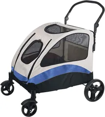 Totoro ball ペットカート ドッグカート キャリー 大型犬 多頭中小型犬 ペットバギー 折りたたみ式 耐荷重70Kg(青白-S)